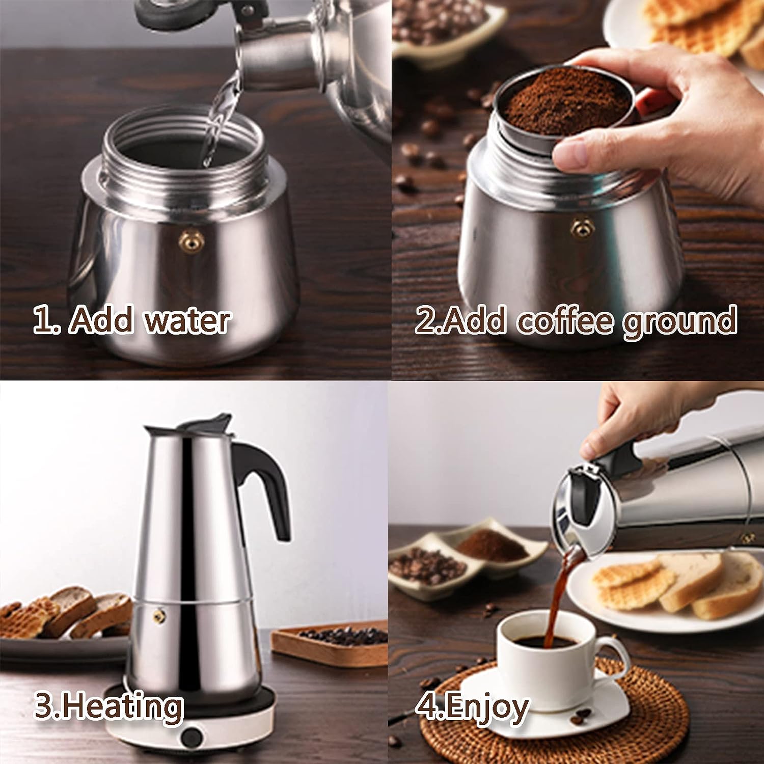 4/6/9 Cups Moka Pot Caffe Mach - Equipment Of Coffee Machine ulasan dan harga
